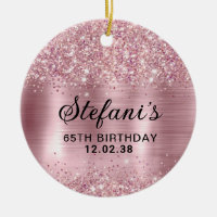 Glittery Blush Rose Gold Foil 65th Birthday