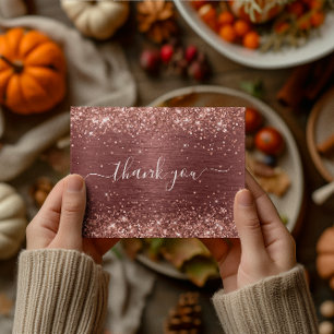 Glittery Brick Red Foil 40th Birthday Thank You Postcard