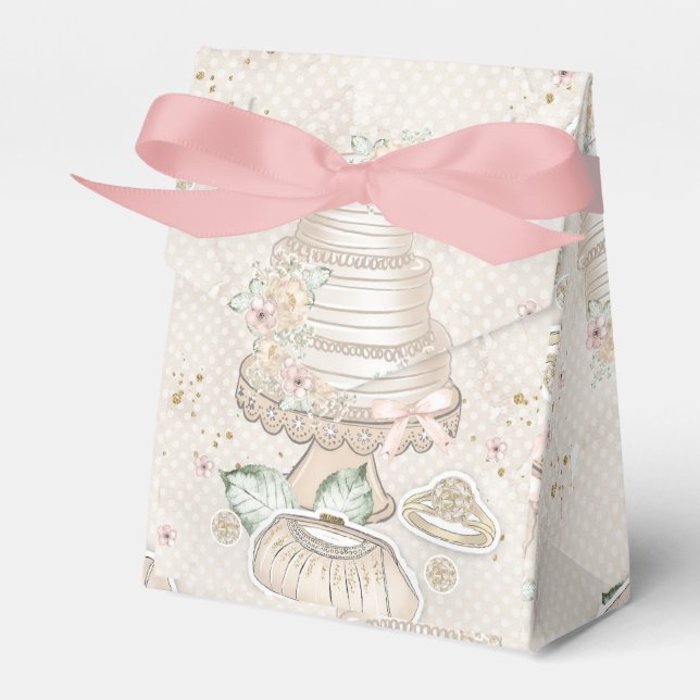 Glittery Bridal Wedding Pattern Favor Boxes (Front Side)