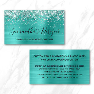 Glittery Bright Turquoise Foil Online Store Business Card