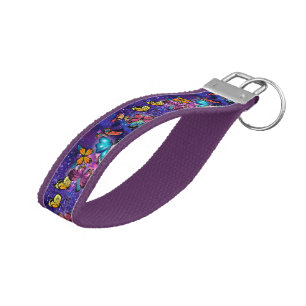 Glittery butterflies wrist keychain