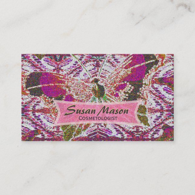 Glittery Butterfly Print Business Card (Front)