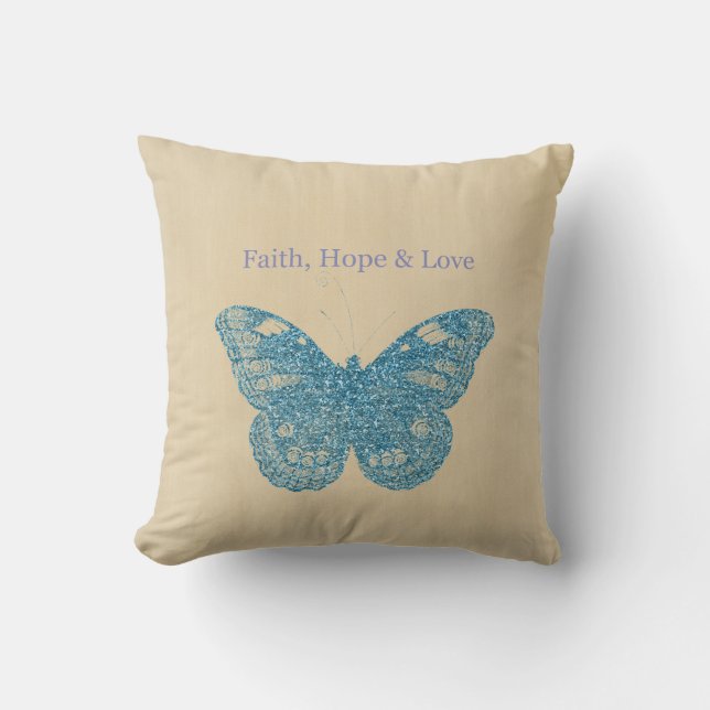 Glittery Butterfly Throw Pillow (Front)