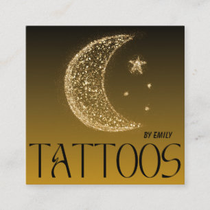 Glittery Celestial Moon Tattoo Salon Square Business Card