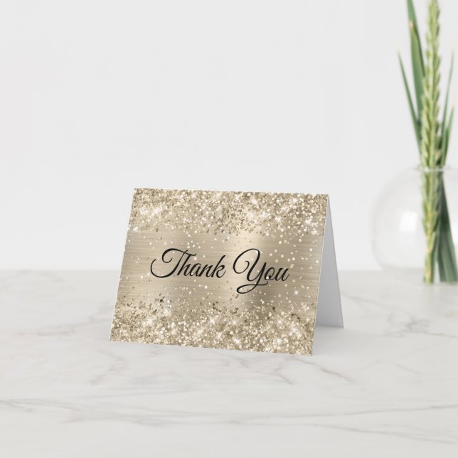 Glittery Champagne Foil 30th Birthday Thank You Card (Front)