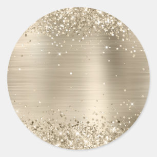 Glittery Champagne Foil Blank Classic Round Sticker
