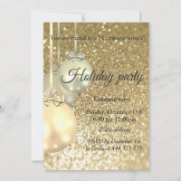 Glittery Christmas balls company holiday party Invitation