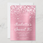 Glittery Classic Pink Foil Sweet 16 Photo Invitation<br><div class="desc">Create your own stylish 16th birthday celebration invitation for your daughter with a photo on the back. Decorative faux sparkly classic pink glitter and brushed metal foil digital art. Customize the invitation white text color or font styles. The "Sweet 16" text is also customizable. The luxury sparkles, glitter and foil...</div>
