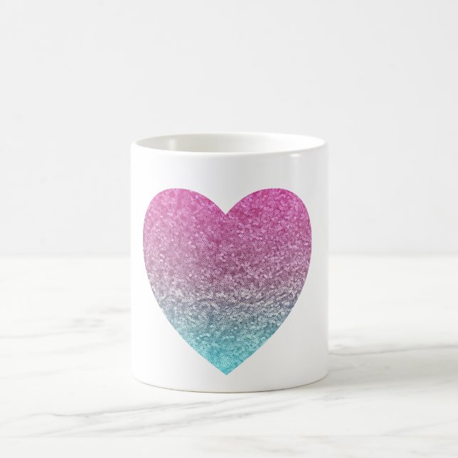 Glittery Colorful Heart Coffee Mug (Center)