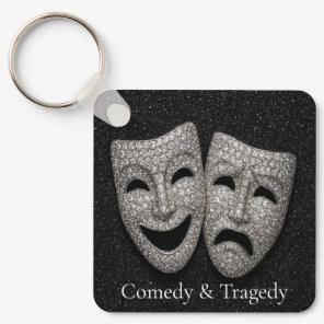 Glittery Comedy & Tragedy Drama Mask Keychain
