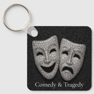 Glittery Comedy & Tragedy Drama Mask Keychain