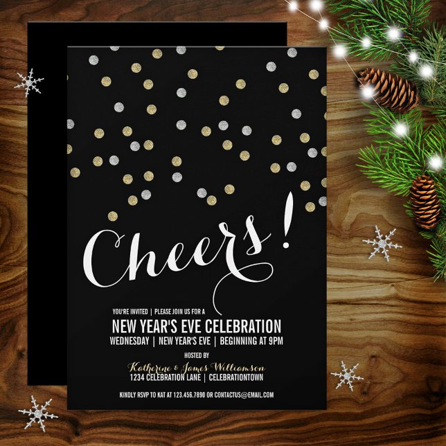 Glittery Confetti New Year's Eve Party Invitation (Creator Uploaded)
