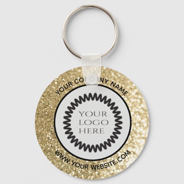 Glittery custom company logo keychain (Front)