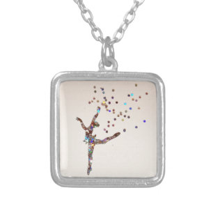 Glittery Dancer Silver Plated Necklace