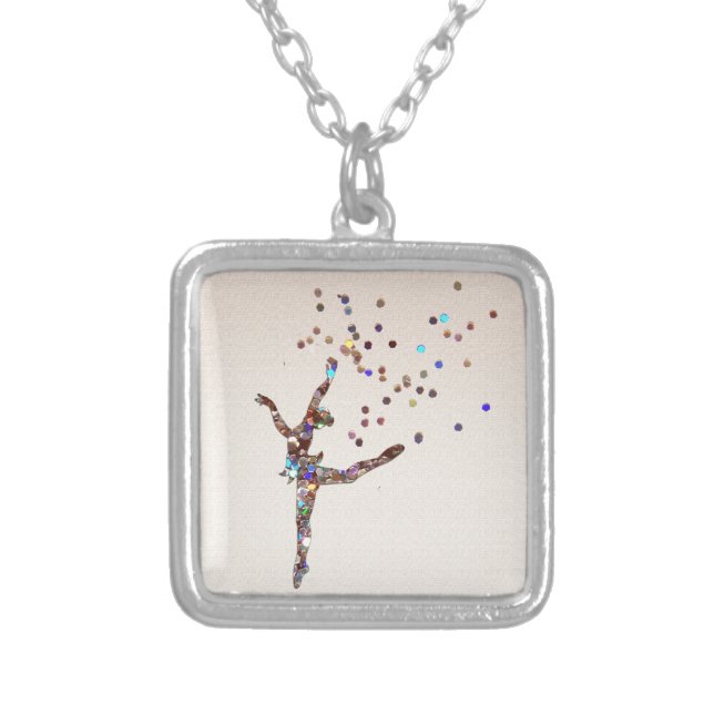 Glittery Dancer Silver Plated Necklace (Front)