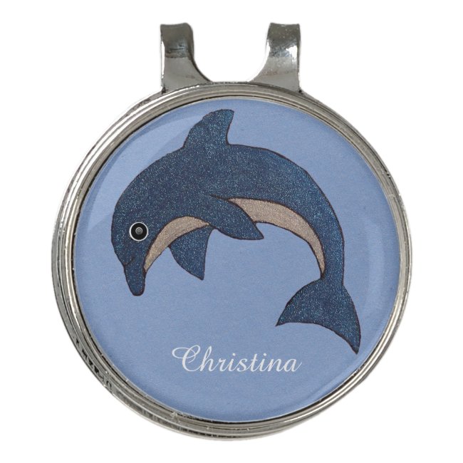 Glittery Dark Blue and White Jumping Dolphin