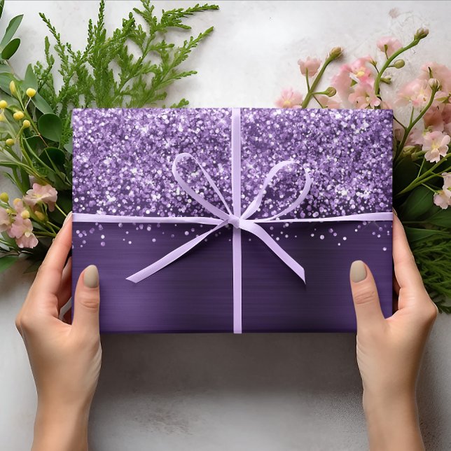 Glittery Dark Violet Faux Foil Wrapping Paper Sheets (Glittery Dark Violet Faux Foil Wrapping Paper Sheets)