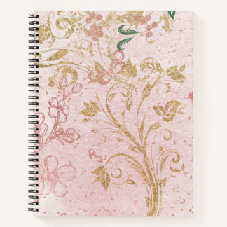 Glittery Designed Flower Notebook