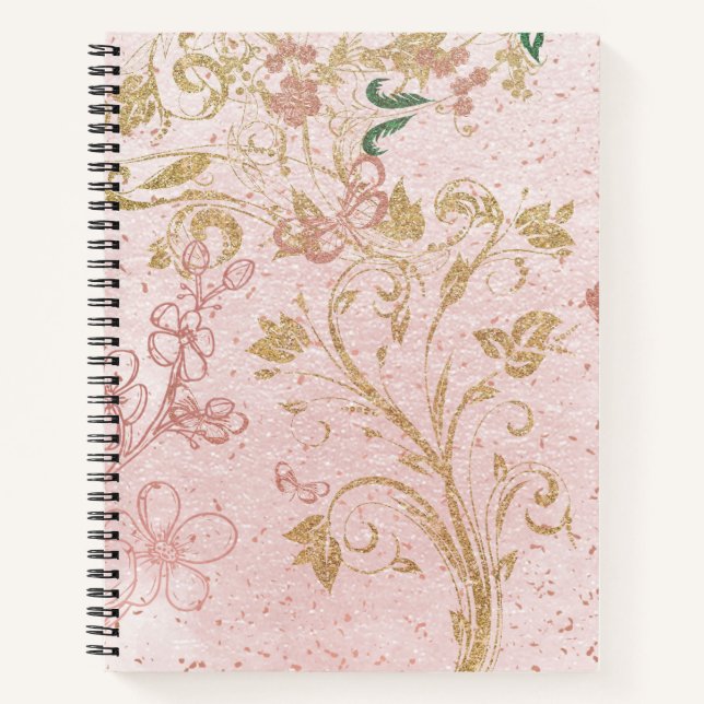 Glittery Designed Flower Notebook (Front)