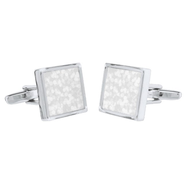 Glittery Diamond Crystal on Silver Plated Cufflinks (Angled)
