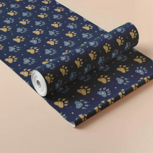 Glittery Dog Paws Pattern For Fur Baby Gifts Wrapping Paper