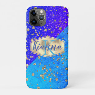 Glittery Dreamy Blue Monogram          iPhone 11 Pro Case