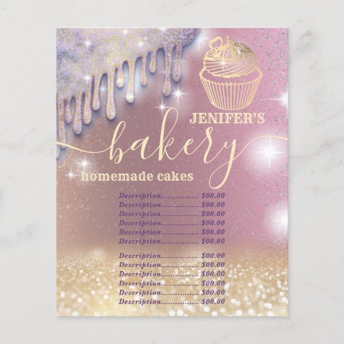 Glittery  drips cupcake chef script bakery 