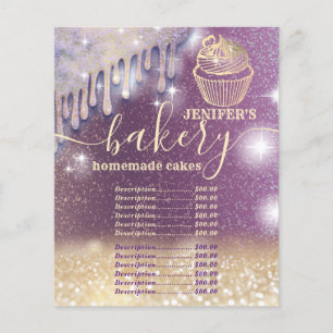 Glittery  drips cupcake chef script bakery 