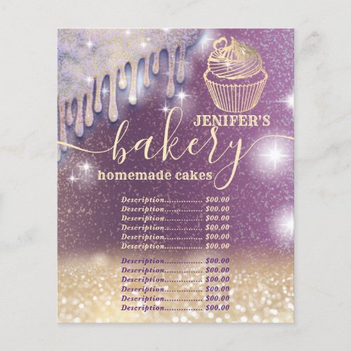 Glittery  drips cupcake chef script bakery 