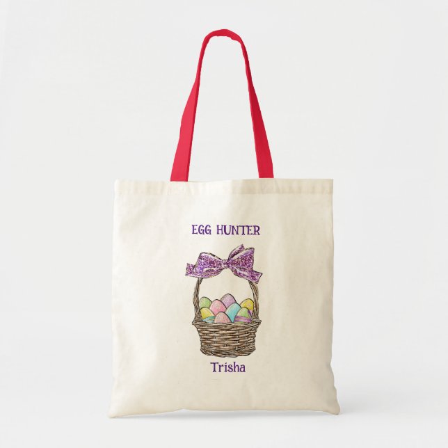 Glittery Easter Basket Delight Customizable Tote Bag (Front)