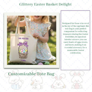 Glittery Easter Basket Delight Customizable Tote Bag