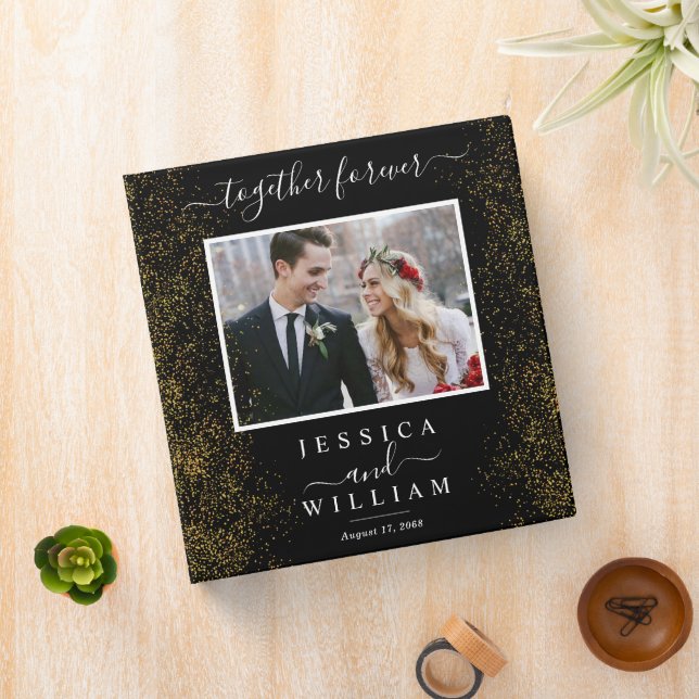 Glittery Elegant Custom Image Wedding Photo Album  3 Ring Binder (In Situ)