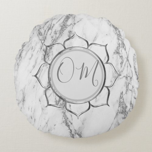 Glittery Elegant Marble OM Round Pillow