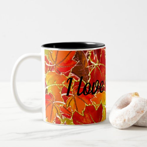 Glittery FallAutumn Leaves Two_Tone Coffee Mug