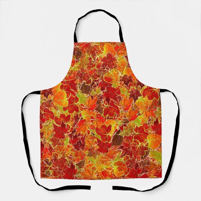 Glittery Fall Maple Leaves Apron (Front)