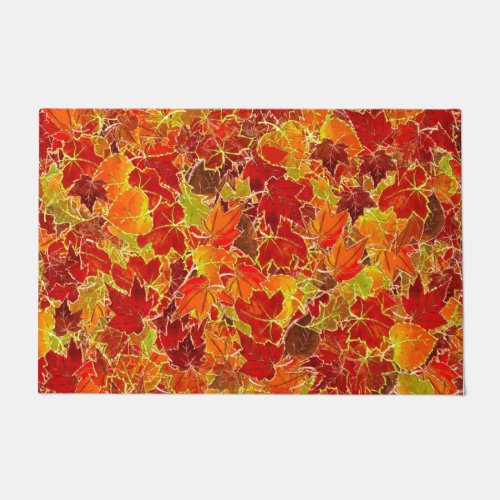 Glittery Fall Maple Leaves Doormat