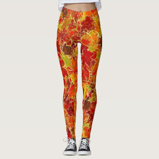 Glittery Fall Maple Leaves Leggings