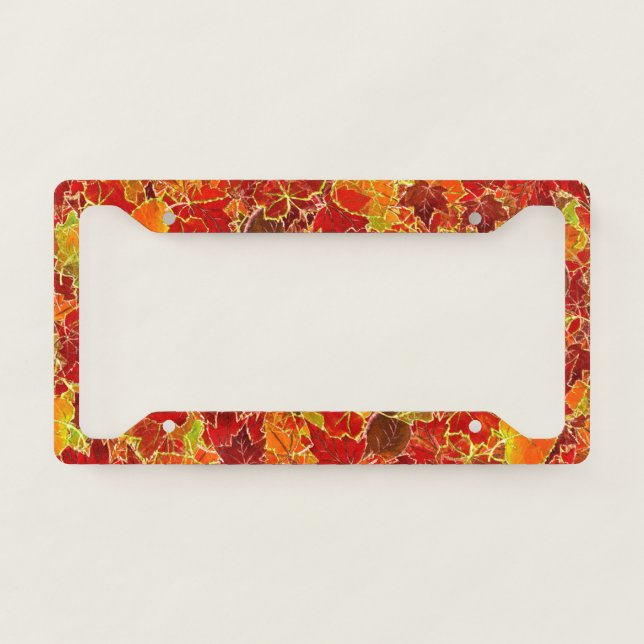 Glittery Fall Maple Leaves License Plate Frame (Front)