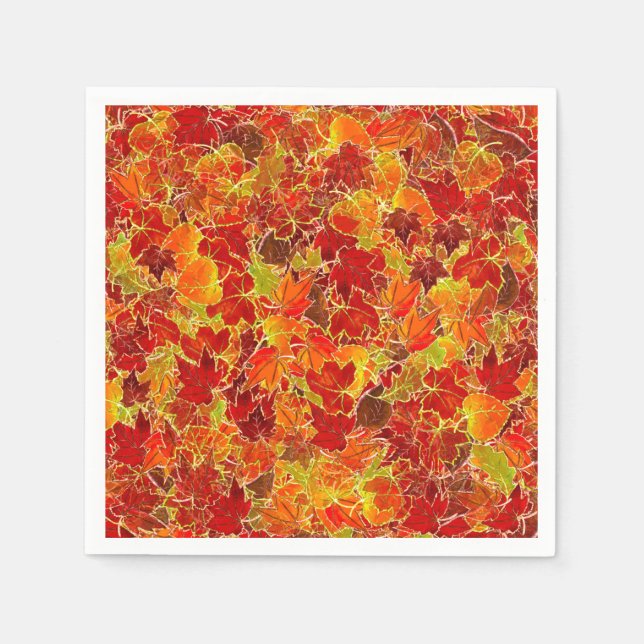 Glittery Fall Maple Leaves Napkins (Front)