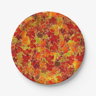 Glittery Fall Maple Leaves Paper Plates