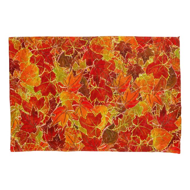Glittery Fall Maple Leaves Pillow Case (Front)
