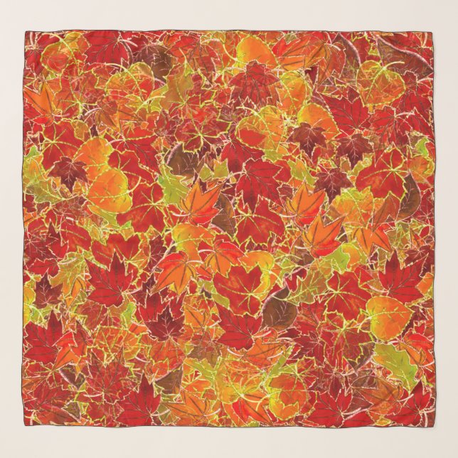 Glittery Fall Maple Leaves Scarf (Front)