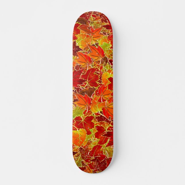 Glittery Fall Maple Leaves Skateboard (Front)