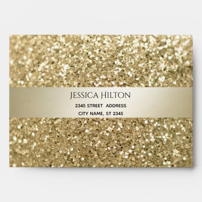 Glittery  fancy elegant modern gold stripe envelope (Front)