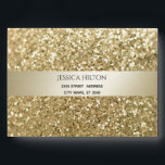Glittery  fancy elegant modern gold stripe envelope<br><div class="desc">Glittery modern elegant gold stripe address rsvp design.</div>