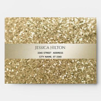 Glittery  Fancy Elegant Modern Gold Stripe Envelope by Makidzona at Zazzle
