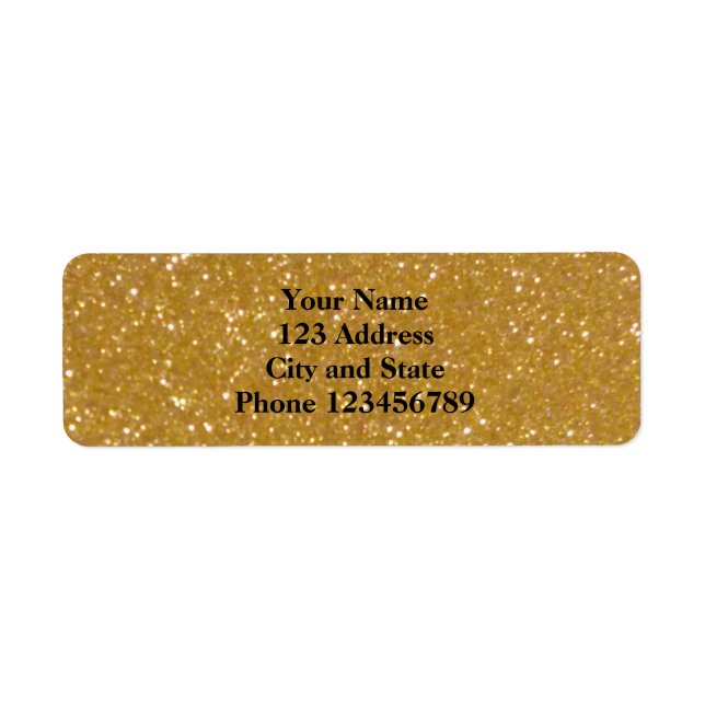 Glittery faux gold glimmer return address labels (Front)