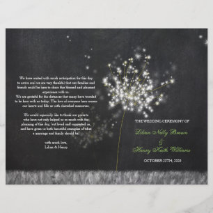 Glittery Floral Chalkboard Wedding Bifold Program