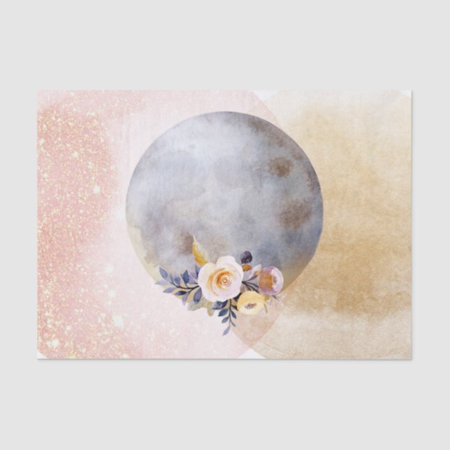 Glittery Full Moon Decoupage Tissue Paper (Front)