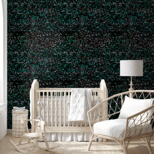 Glittery Galaxy Patterns Black Multicolor Trendy Wallpaper